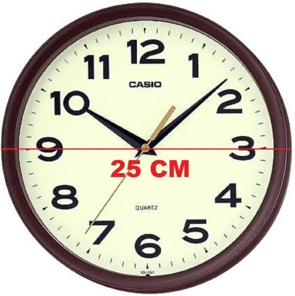 Casio IQ-151-5DF Plastik Kasa Kahverengi Renkli 25 cm Çaplı Modern Quartz Saniye Mekanizmalı Duvar Saati