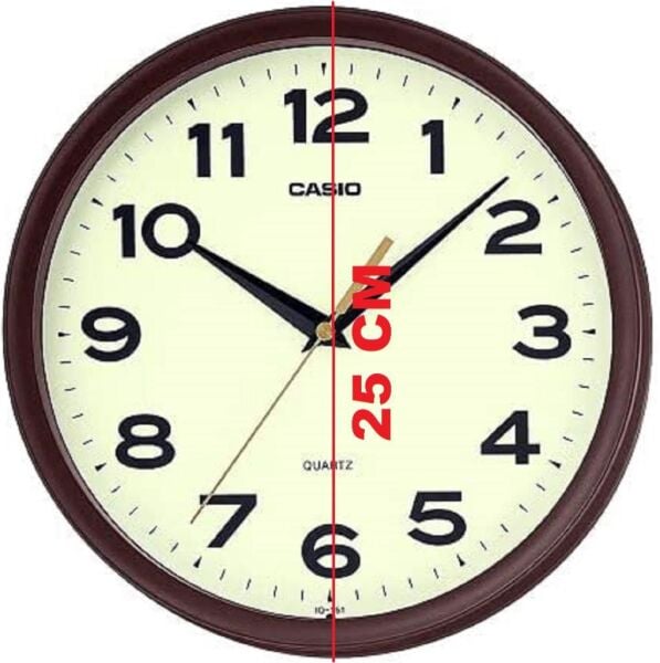 Casio IQ-151-5DF Plastik Kasa Kahverengi Renkli 25 cm Çaplı Modern Quartz Saniye Mekanizmalı Duvar Saati