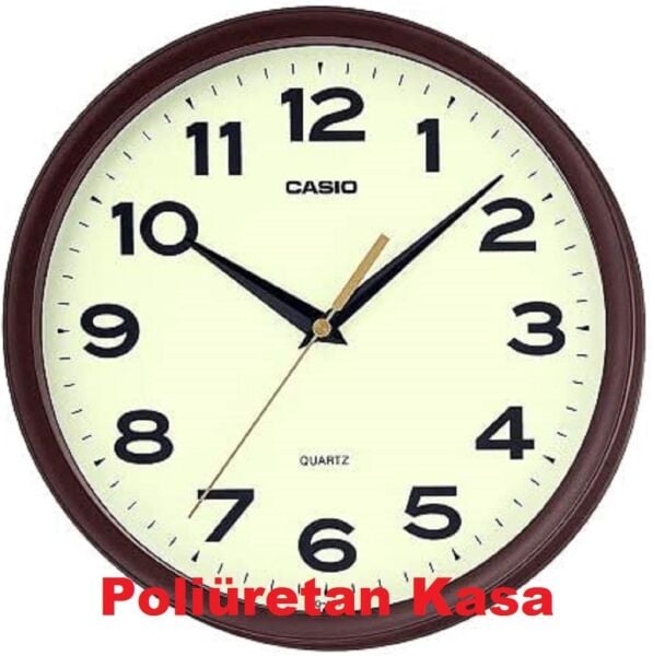 Casio IQ-151-5DF Plastik Kasa Kahverengi Renkli 25 cm Çaplı Modern Quartz Saniye Mekanizmalı Duvar Saati