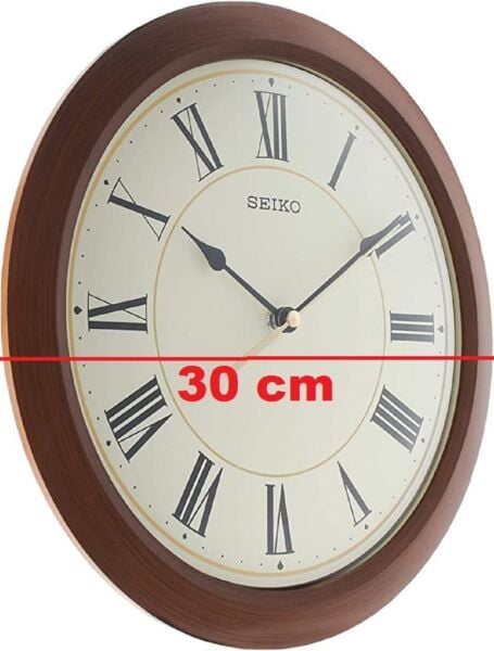 Seiko QXA713T Plastik Kasa Kahverengi Renkli 30 cm Çaplı Modern Dekoratif Sessiz Saniye Mekanizmalı Duvar Saati