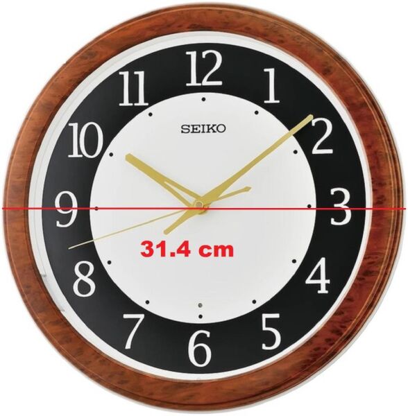 Seiko QXA788Z Plastik Kasa Kahverengi Renkli 31.4 cm Çaplı Otomatik Sensör Aydınlatmalı Quartz Mekanizmalı Duvar Saati