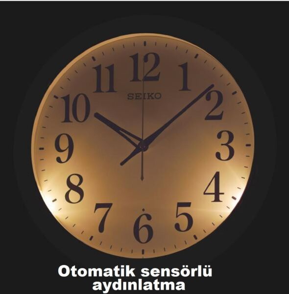 Seiko QXA788Z Plastik Kasa Kahverengi Renkli 31.4 cm Çaplı Otomatik Sensör Aydınlatmalı Sessiz Saniye Mekanizmalı Duvar Saati
