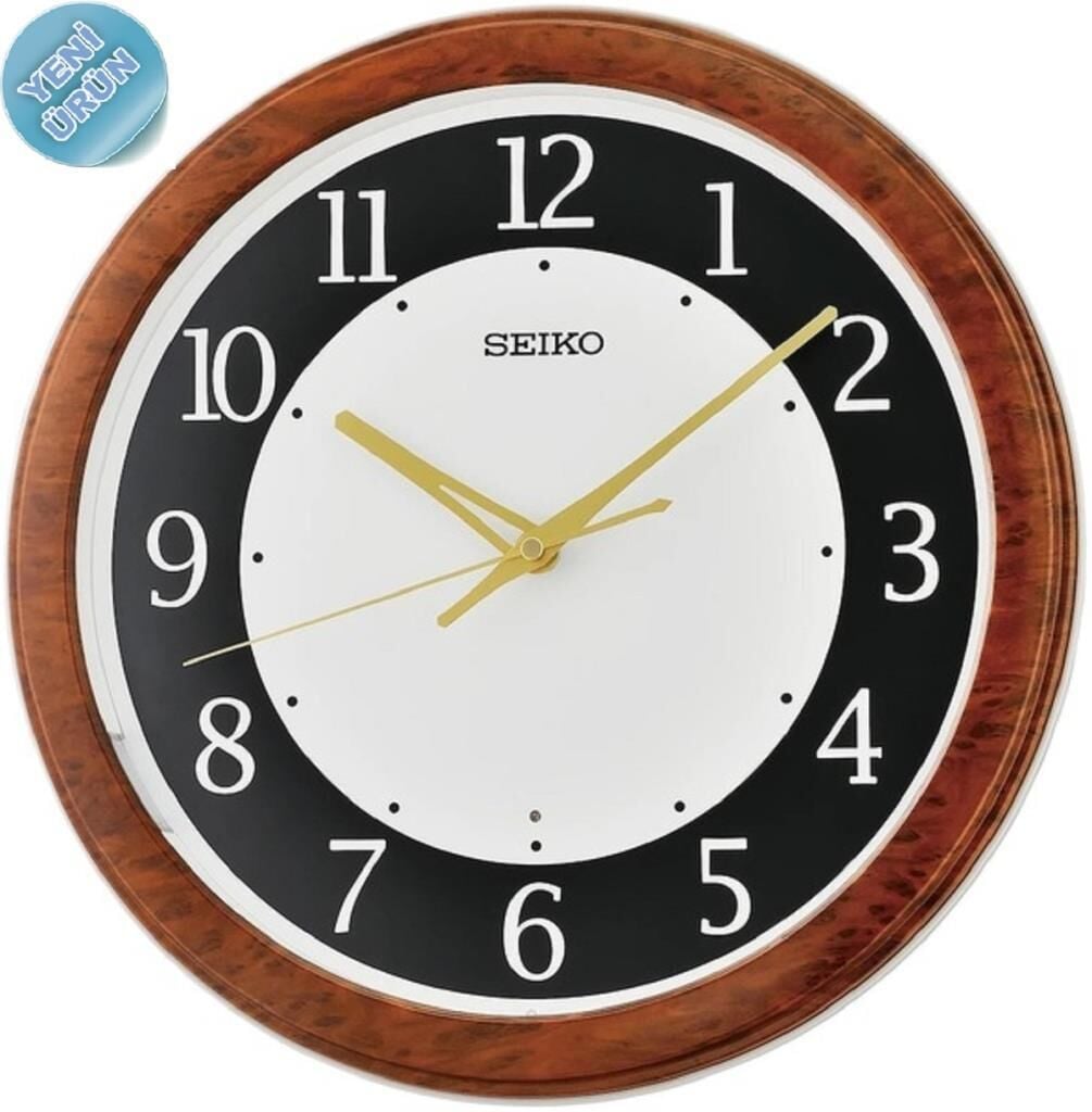 Seiko QXA788Z Plastik Kasa Kahverengi Renkli 31.4 cm Çaplı Otomatik Sensör Aydınlatmalı Quartz Mekanizmalı Duvar Saati