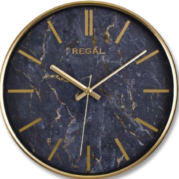 Regal 0250 GB2 İnce Çerçeve Oniks Mermer Desen Sessiz Duvar Saati