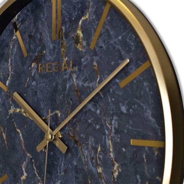 Regal 0250 GB2 İnce Çerçeve Oniks Mermer Desen Sessiz Duvar Saati