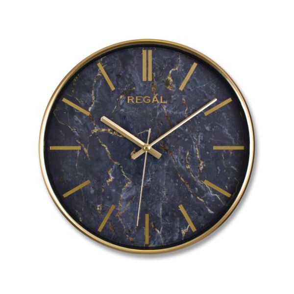 Regal 0250 GB2 İnce Çerçeve Oniks Mermer Desen Sessiz Duvar Saati