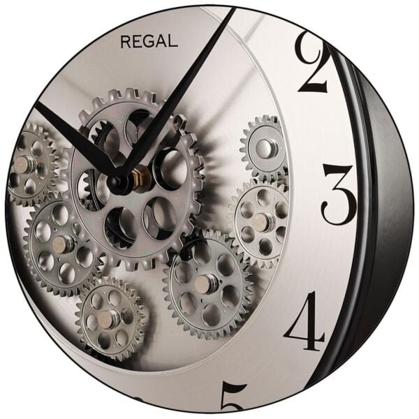 Regal 9304 BS Plastik Kasa 35 cm Momentum Antrasit Köstekli Hareketli Çarklı Sessiz Saniye Mekanizmalı Duvar Saati