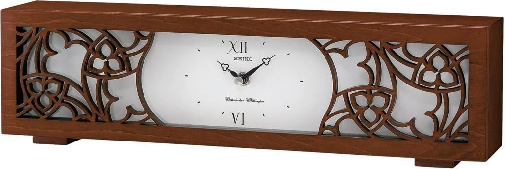 Seiko QXJ017B Melodili Ahşap Kasa Sessiz Saniyeli Şömine Masa Saati