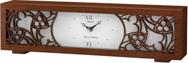 Seiko QXJ017B Melodili Ahşap Kasa Sessiz Saniyeli Şömine Masa Saati