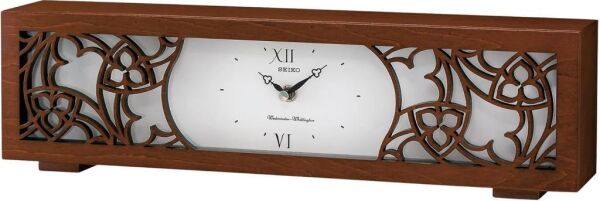 Seiko QXJ017B Melodili Ahşap Kasa Sessiz Saniyeli Şömine Masa Saati
