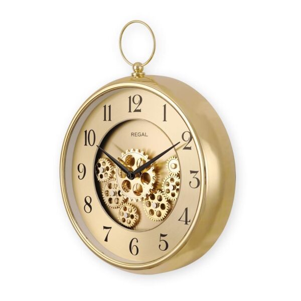 Regal 9304 G Plastik Kasa 35 cm Momentum Gold Köstekli Hareketli Çarklı Sessiz Saniye Mekanizmalı Duvar Saati