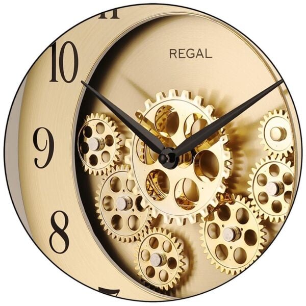 Regal 9304 G Plastik Kasa 35 cm Momentum Gold Köstekli Hareketli Çarklı Sessiz Saniye Mekanizmalı Duvar Saati