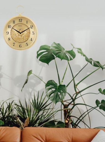 Regal 9304 G Plastik Kasa 35 cm Momentum Gold Köstekli Hareketli Çarklı Sessiz Saniye Mekanizmalı Duvar Saati