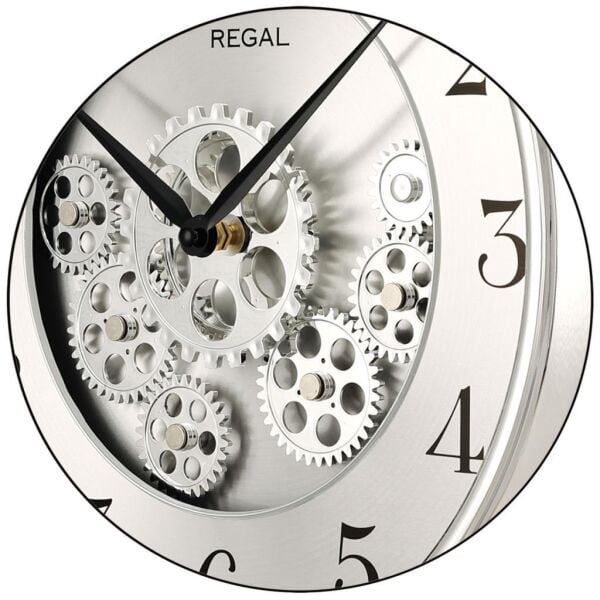 Regal 9304 S Plastik Kasa 35 cm Momentum Gümüş Köstekli Hareketli Çarklı Sessiz Saniye Mekanizmalı Duvar Saati