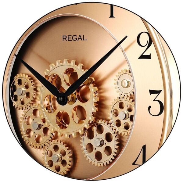 Regal 9304 RG Plastik Kasa 35 cm Momentum Bakır Köstekli Hareketli Çarklı Sessiz Saniye Mekanizmalı Duvar Saati