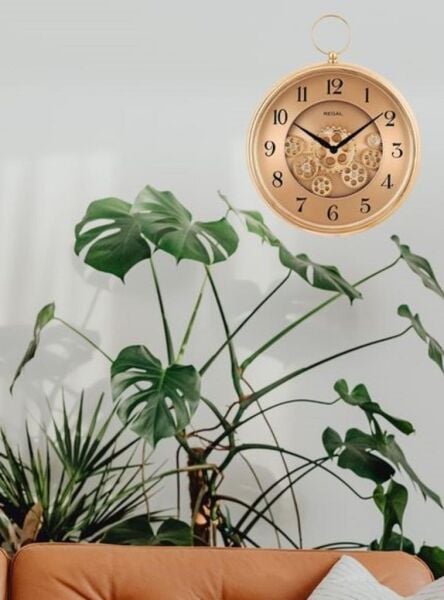 Regal 9304 RG Plastik Kasa 35 cm Momentum Bakır Köstekli Hareketli Çarklı Sessiz Saniye Mekanizmalı Duvar Saati