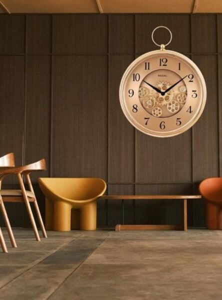 Regal 9304 RG Plastik Kasa 35 cm Momentum Bakır Köstekli Hareketli Çarklı Sessiz Saniye Mekanizmalı Duvar Saati