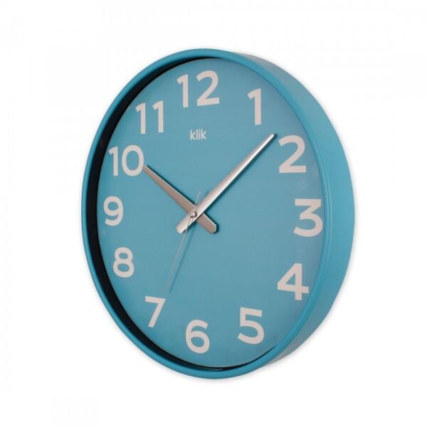 Klik Simplex Plastik Kasa MaviRenkli 37.5 cm Çaplı Joy Serisi Modern Sessiz Saniye Mekanizmalı Duvar Saati