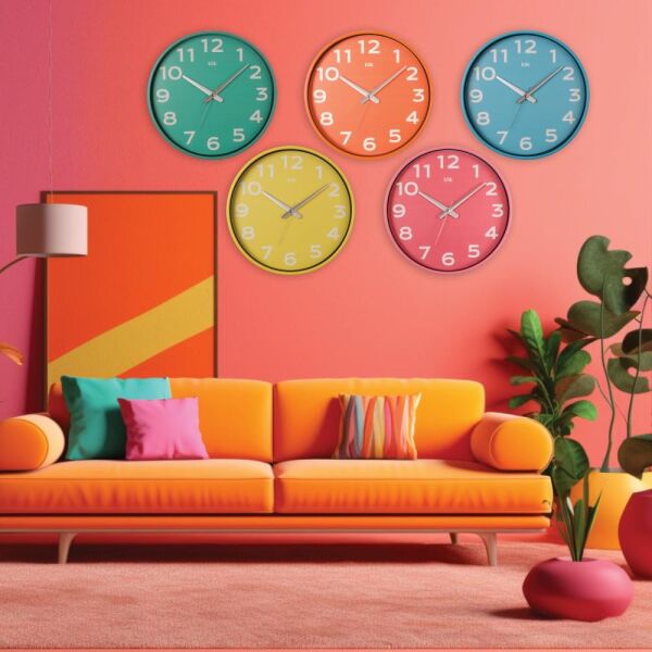 Klik Simplex Plastik Kasa MaviRenkli 37.5 cm Çaplı Joy Serisi Modern Sessiz Saniye Mekanizmalı Duvar Saati