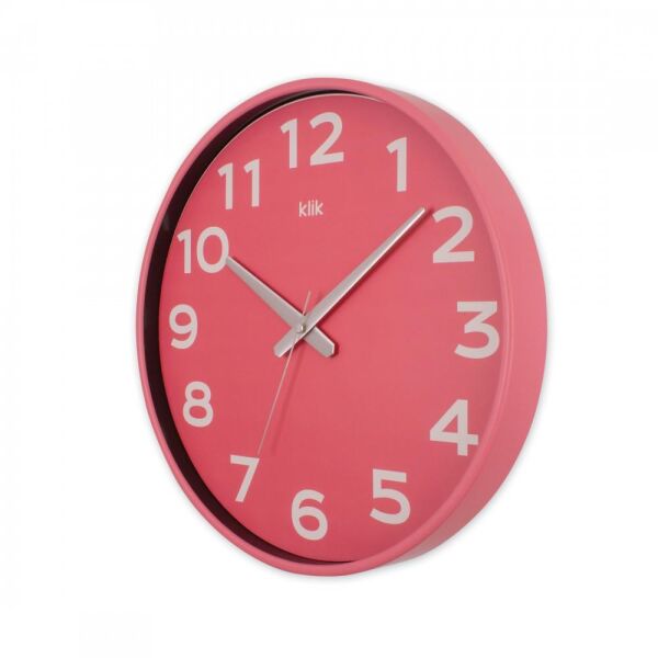 Klik K-Simplex Plastik Kasa Pembe Renkli 37.5 cm Çaplı Joy Serisi Modern Sessiz Saniye Mekanizmalı Duvar Saati