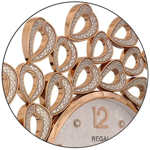 Regal 8403 GW Plastik Kasa Gold 64 cm Işıltının Büyüsü Oda Salon Sessiz Saniye Mekanizmalı Duvar Saati