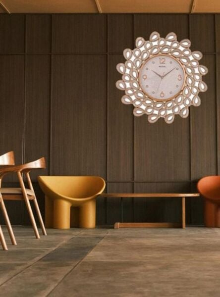 Regal 8403 GW Plastik Kasa Gold 64 cm Işıltının Büyüsü Oda Salon Sessiz Saniye Mekanizmalı Duvar Saati