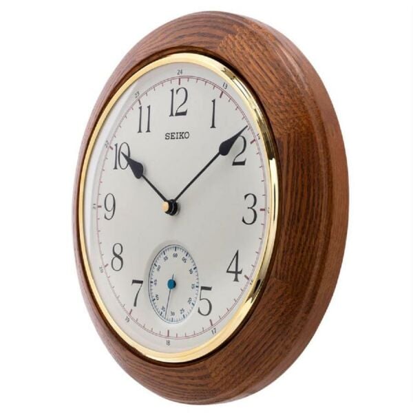 Seiko Clocks QXA432B Alt Sessiz Saniyeli Ahsap Kasa Meşe Duvar Saati