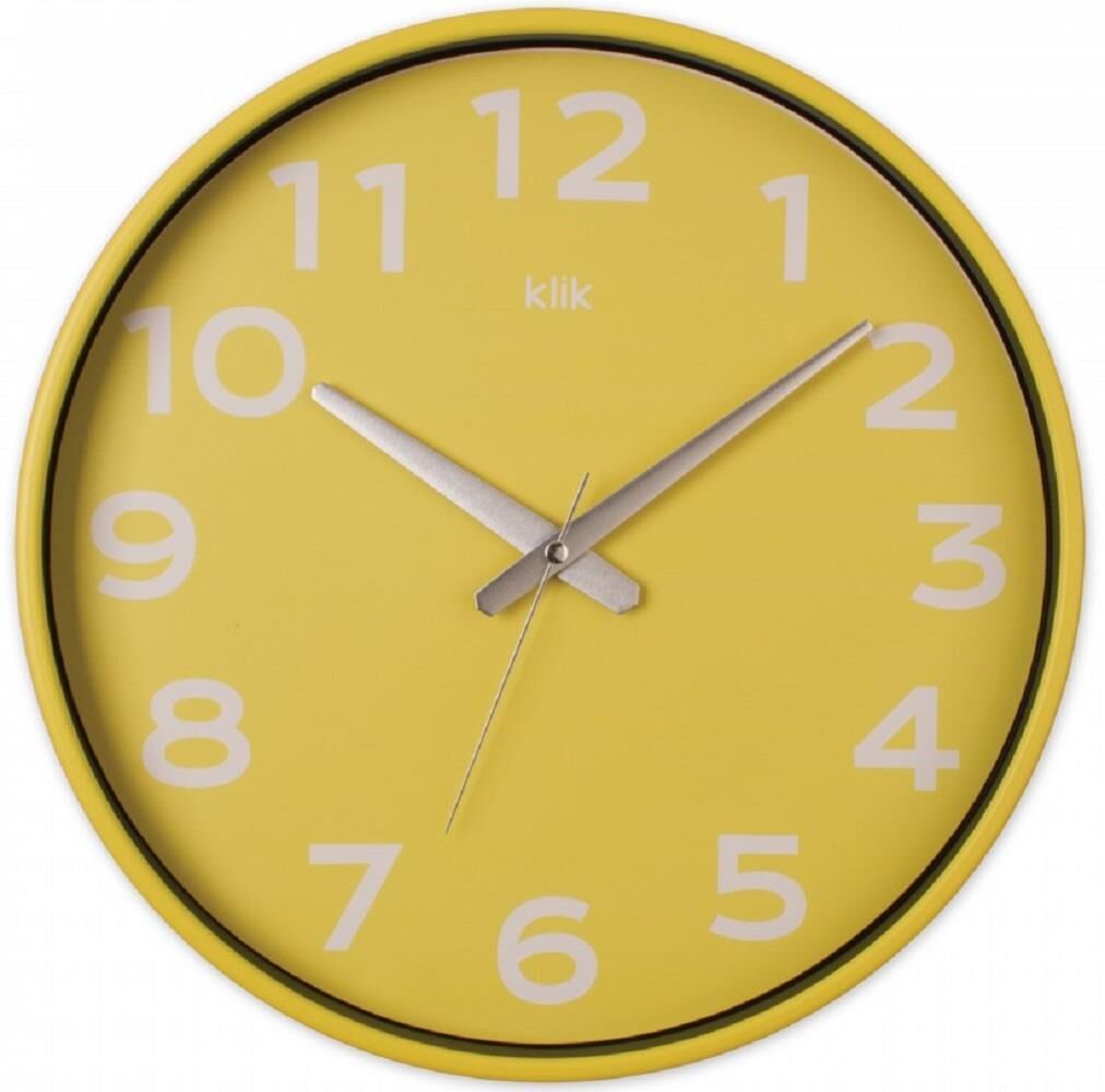 Klik K-Simplex Plastik Kasa Sarı Renkli 37.5 cm Çaplı Joy Serisi Modern Sessiz Saniye Mekanizmalı Duvar Saati