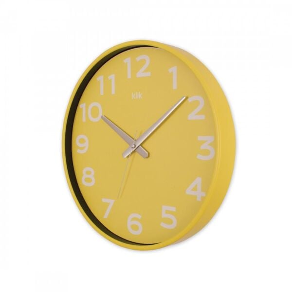 Klik K-Simplex Plastik Kasa Sarı Renkli 37.5 cm Çaplı Joy Serisi Modern Sessiz Saniye Mekanizmalı Duvar Saati