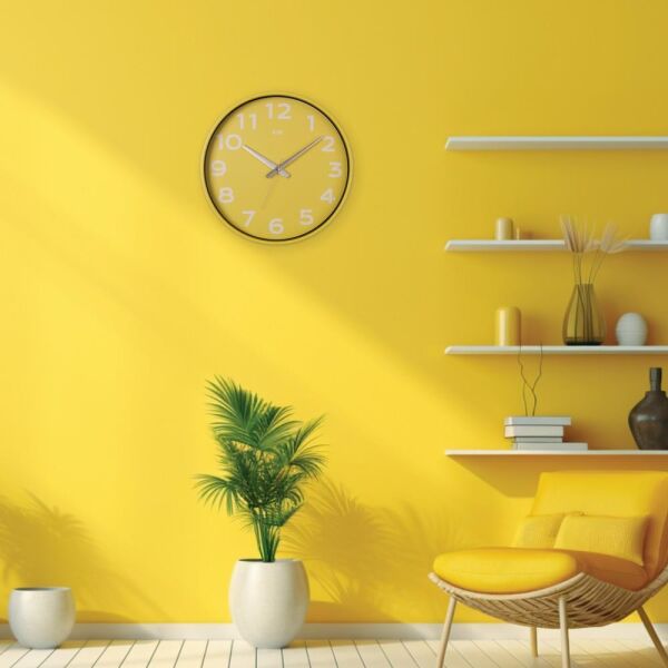 Klik K-Simplex Plastik Kasa Sarı Renkli 37.5 cm Çaplı Joy Serisi Modern Sessiz Saniye Mekanizmalı Duvar Saati