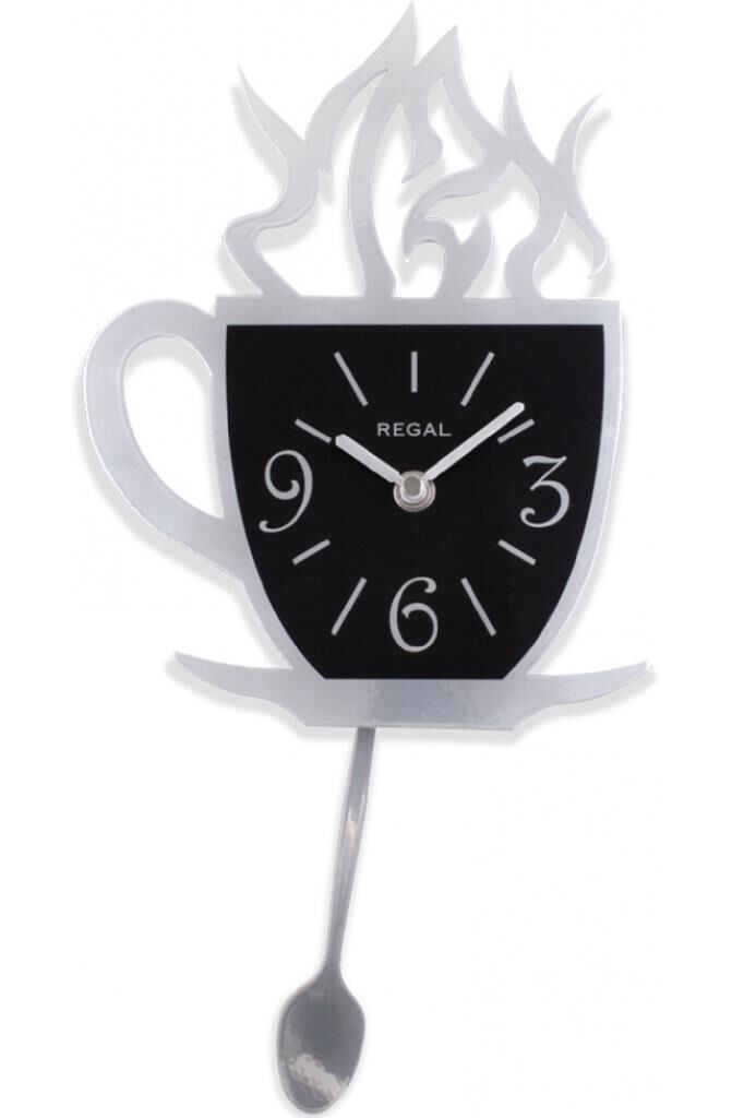 Regal 1157 S Lazer Kesim Kahve Fincanı Sarkaçlı Mutfak Duvar Saati