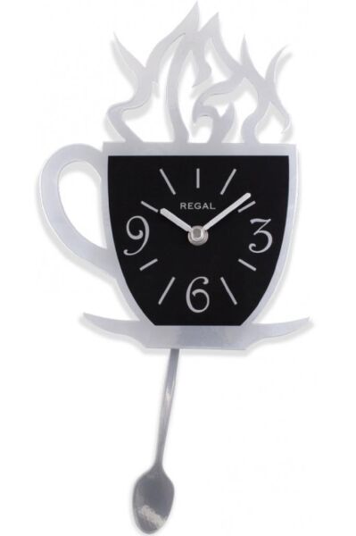 Regal 1157 S Lazer Kesim Kahve Fincanı Sarkaçlı Mutfak Duvar Saati