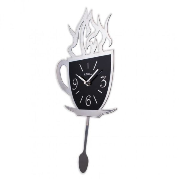 Regal 1157 S Lazer Kesim Kahve Fincanı Sarkaçlı Mutfak Duvar Saati