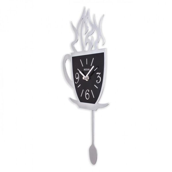 Regal 1157 S Lazer Kesim Kahve Fincanı Sarkaçlı Mutfak Duvar Saati