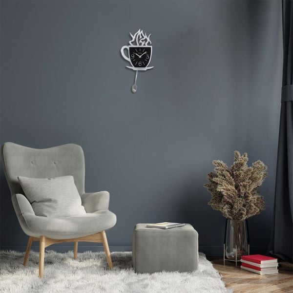 Regal 1157 S Lazer Kesim Kahve Fincanı Sarkaçlı Mutfak Duvar Saati