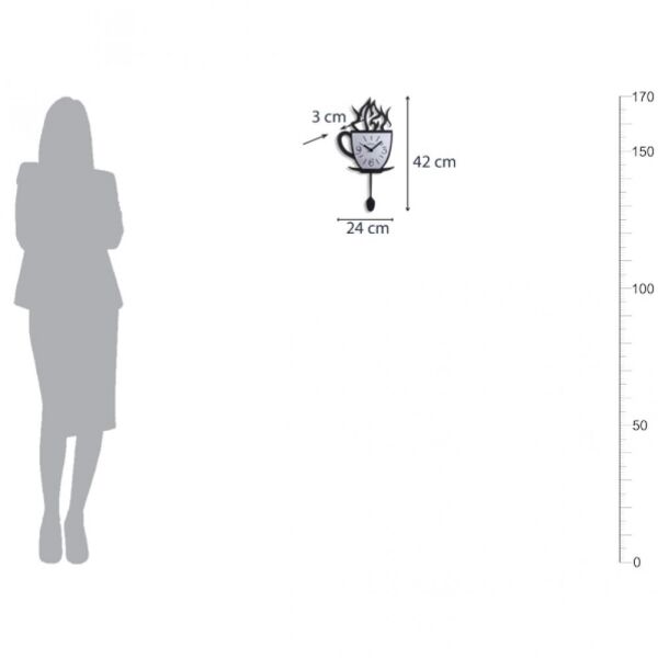 Regal 1157 S Lazer Kesim Kahve Fincanı Sarkaçlı Mutfak Duvar Saati