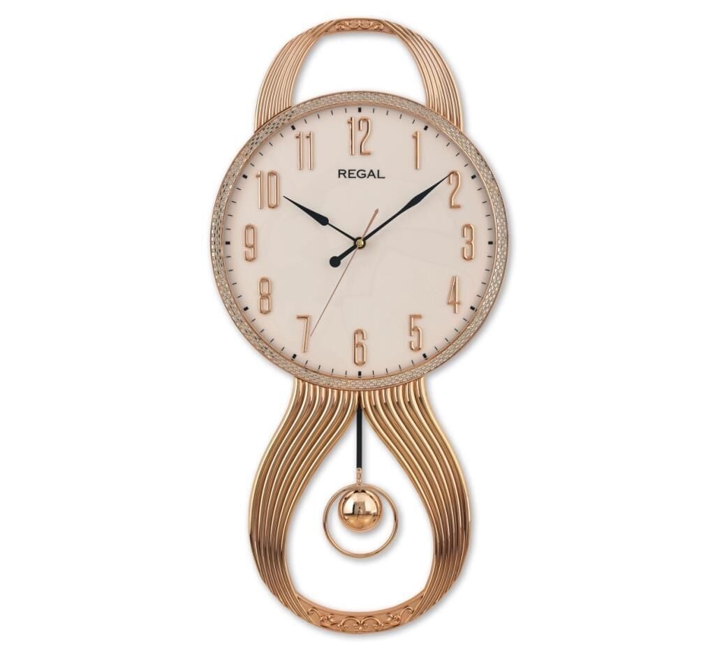 Regal 8421 GW2 Plastik Kasa Rose Sarkaçlı Modern Sessiz Saniye Mekanizmalı Duvar Saati