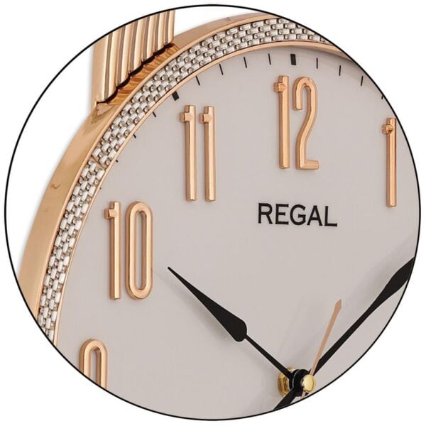 Regal 8421 GW2 Plastik Kasa Rose Sarkaçlı Modern Sessiz Saniye Mekanizmalı Duvar Saati