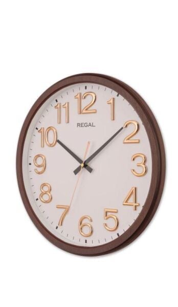 Regal 0431 AW Plastik Kasa 40 cm Gold Renkli Basic Oda Salon Sessiz Saniye Mekanizmalı Duvar Saati
