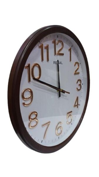 Regal 0431 AW Plastik Kasa 40 cm Gold Renkli Basic Oda Salon Sessiz Saniye Mekanizmalı Duvar Saati