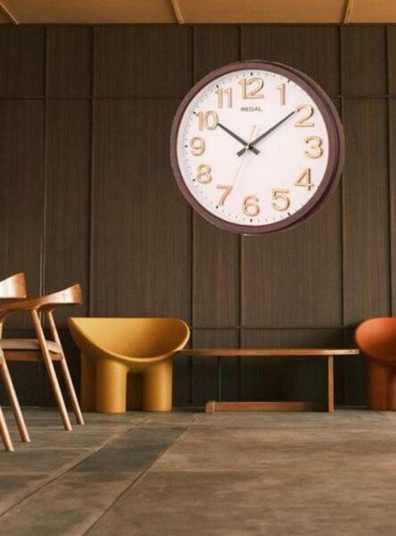 Regal 0431 AW Plastik Kasa 40 cm Gold Renkli Basic Oda Salon Sessiz Saniye Mekanizmalı Duvar Saati