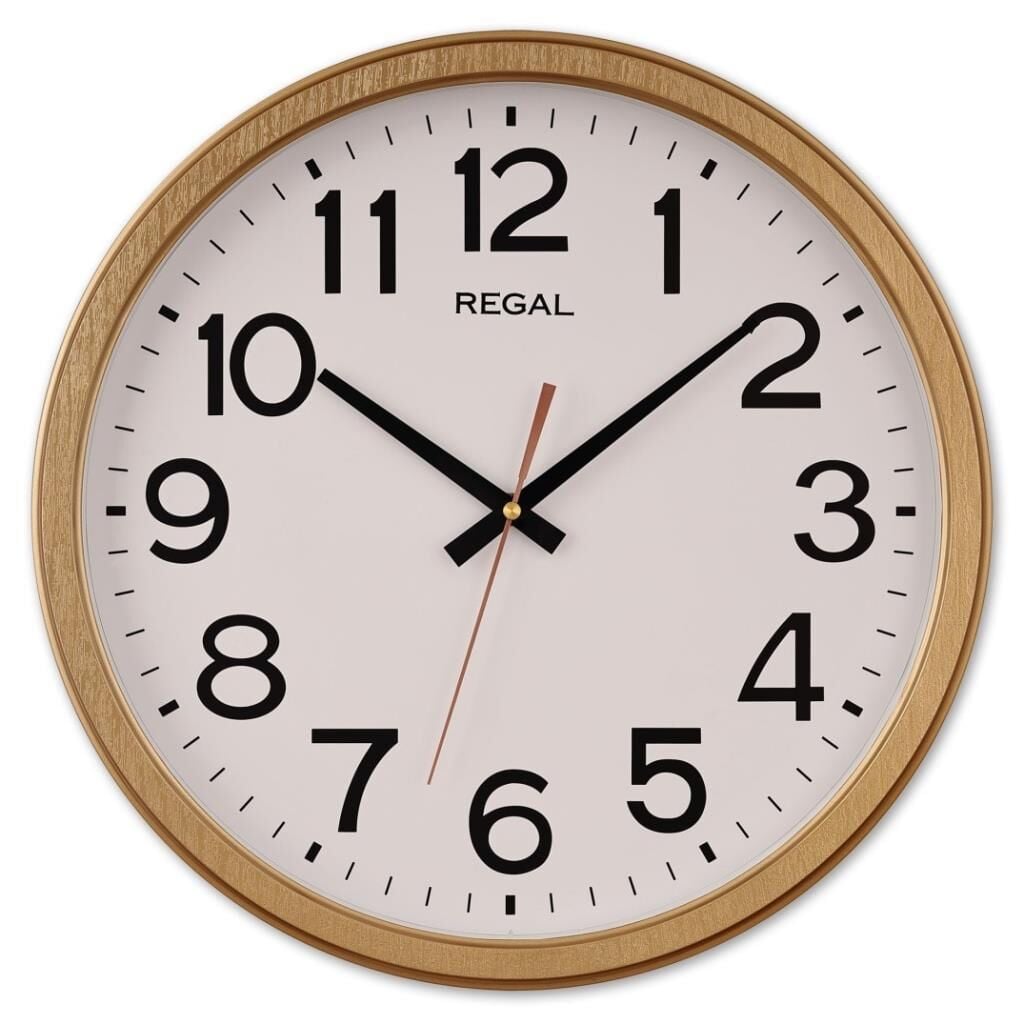 Regal 0431 GW Plastik Kasa 40 cm Gold Renkli Basic Oda Salon Sessiz Saniye Mekanizmalı Duvar Saati