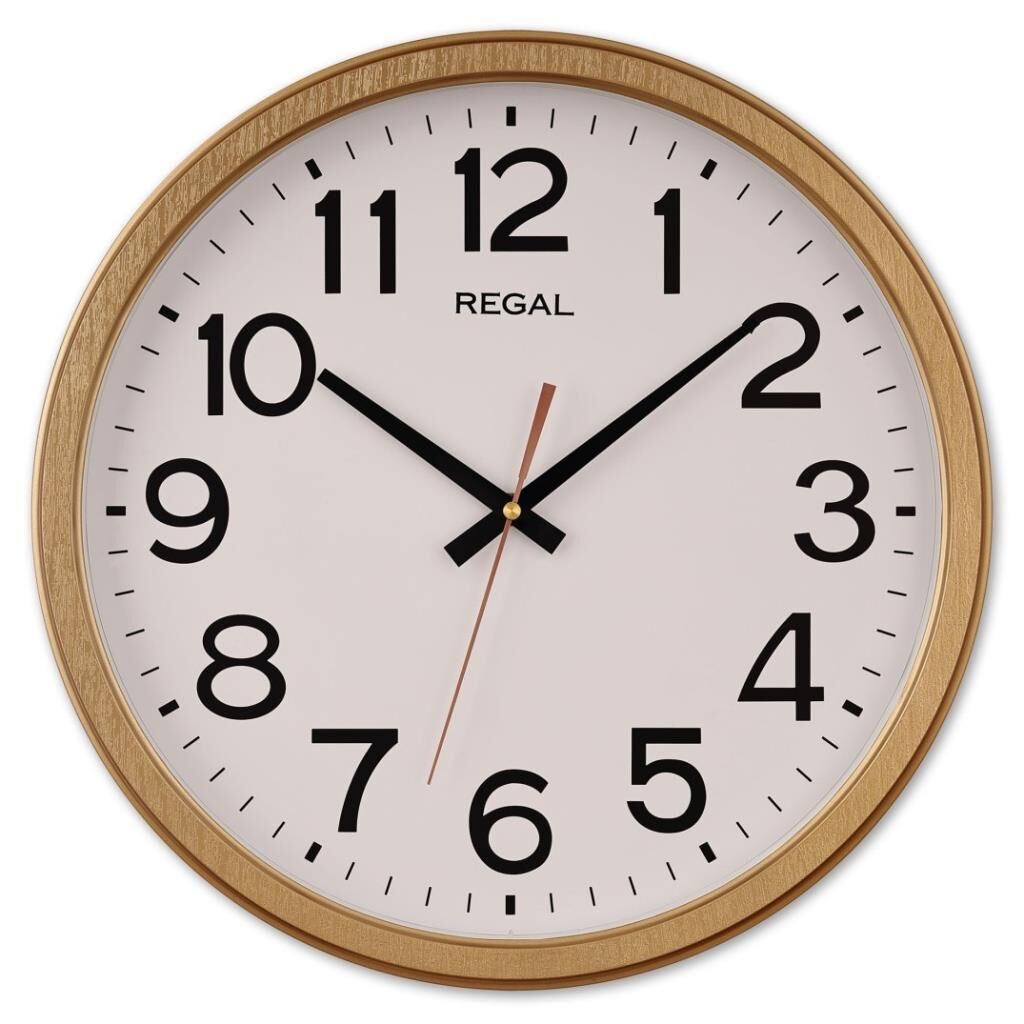Regal 0431 GW Plastik Kasa 40 cm Gold Renkli Basic Oda Salon Sessiz Saniye Mekanizmalı Duvar Saati