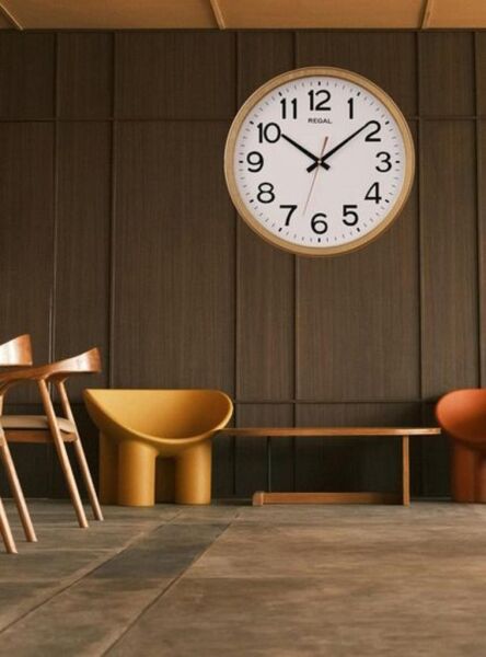 Regal 0431 GW Plastik Kasa 40 cm Gold Renkli Basic Oda Salon Sessiz Saniye Mekanizmalı Duvar Saati